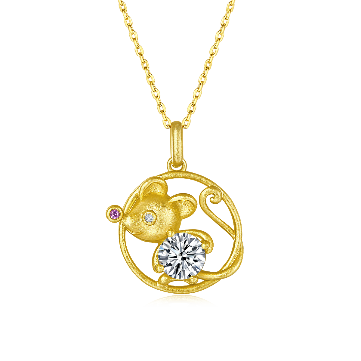 Mouse Moissanite Necklace from the Chinese Zodiac Series 1.0 Carat